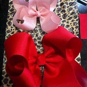 Red and Pink Hair Bow Set